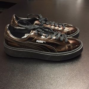 Women’s Puma BLACK METALLIC Basket Platform Shoes